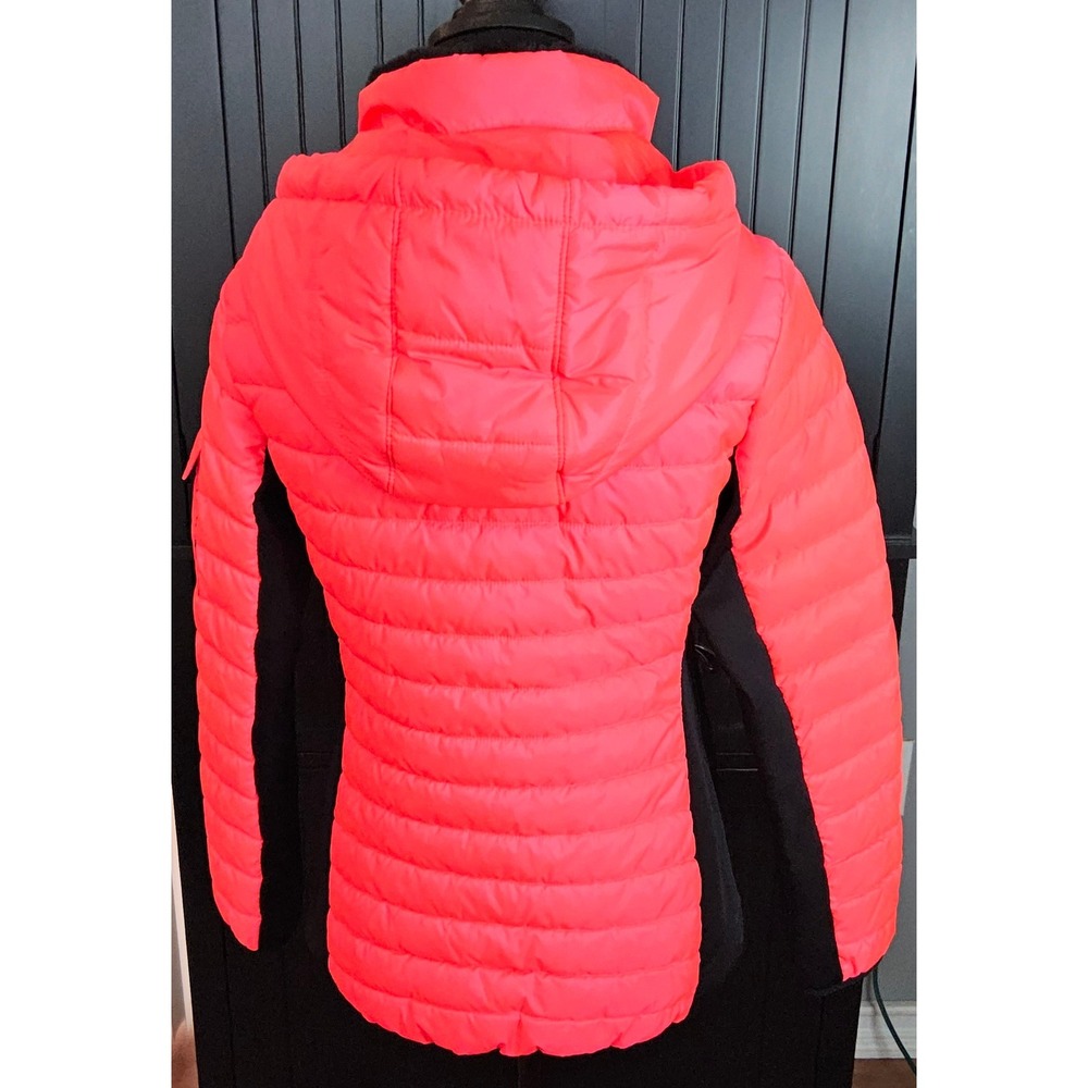 Calvin Klein Performance Puffer Jacket Womens Small Pink Hooded Mixed Media - Picture 5 of 12